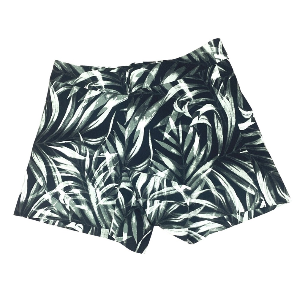 Margaret M Womens‎ Shorts Slimming Tropical Palm Leaf M Green Summer Resortwear